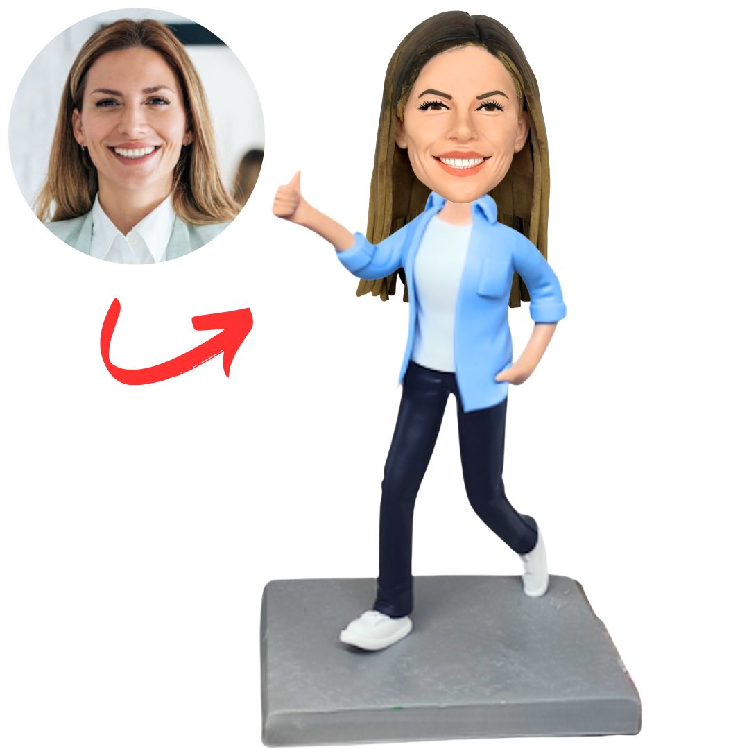 Woman Giving Thumbs Up Custom Bobbleheads