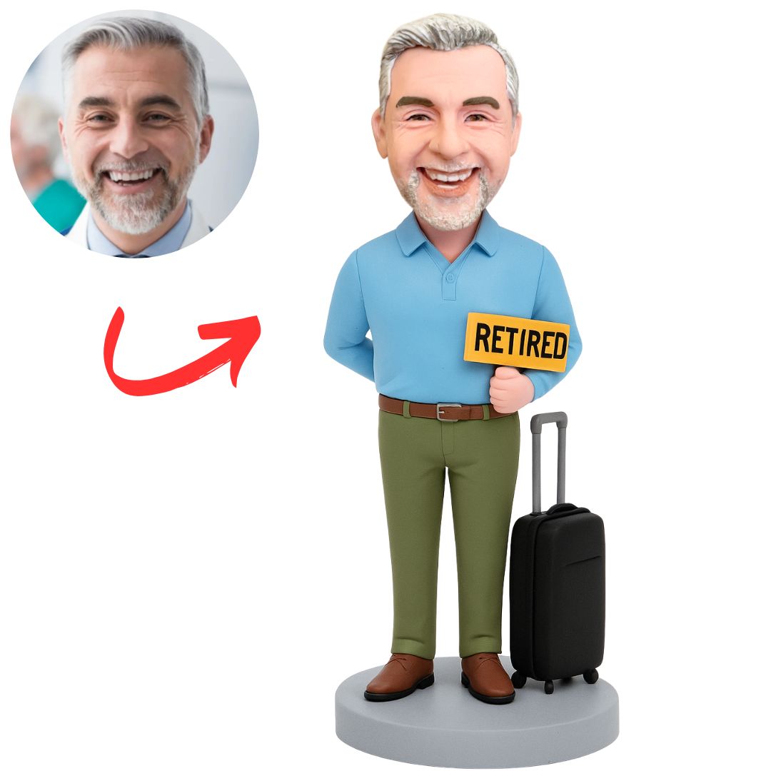 Retired Business Man with Suitcase Custom Bobbleheads