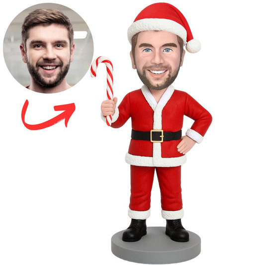 Christmas Man Holding Candy Cane Custom Bobbleheads