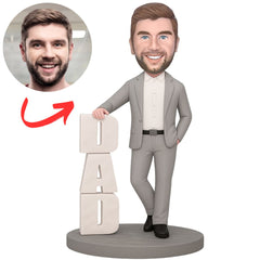 Grey Suit Dad Custom Bobbleheads