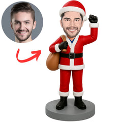 Santa Claus Holding Gift Bag Custom Christmas Bobbleheads
