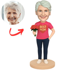 Mother Holding Flowers Custom Bobbleheads