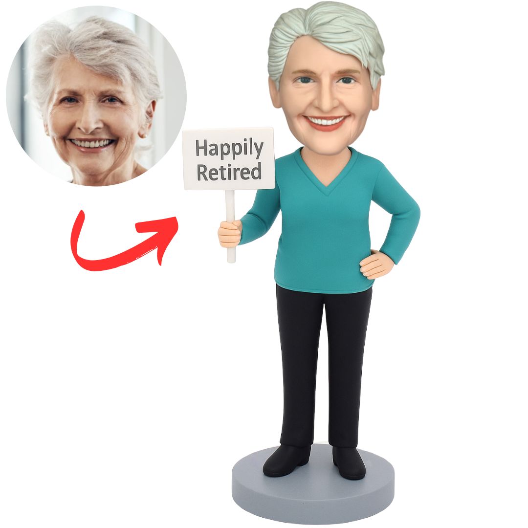 Happily Retired Old Woman Custom Bobbleheads