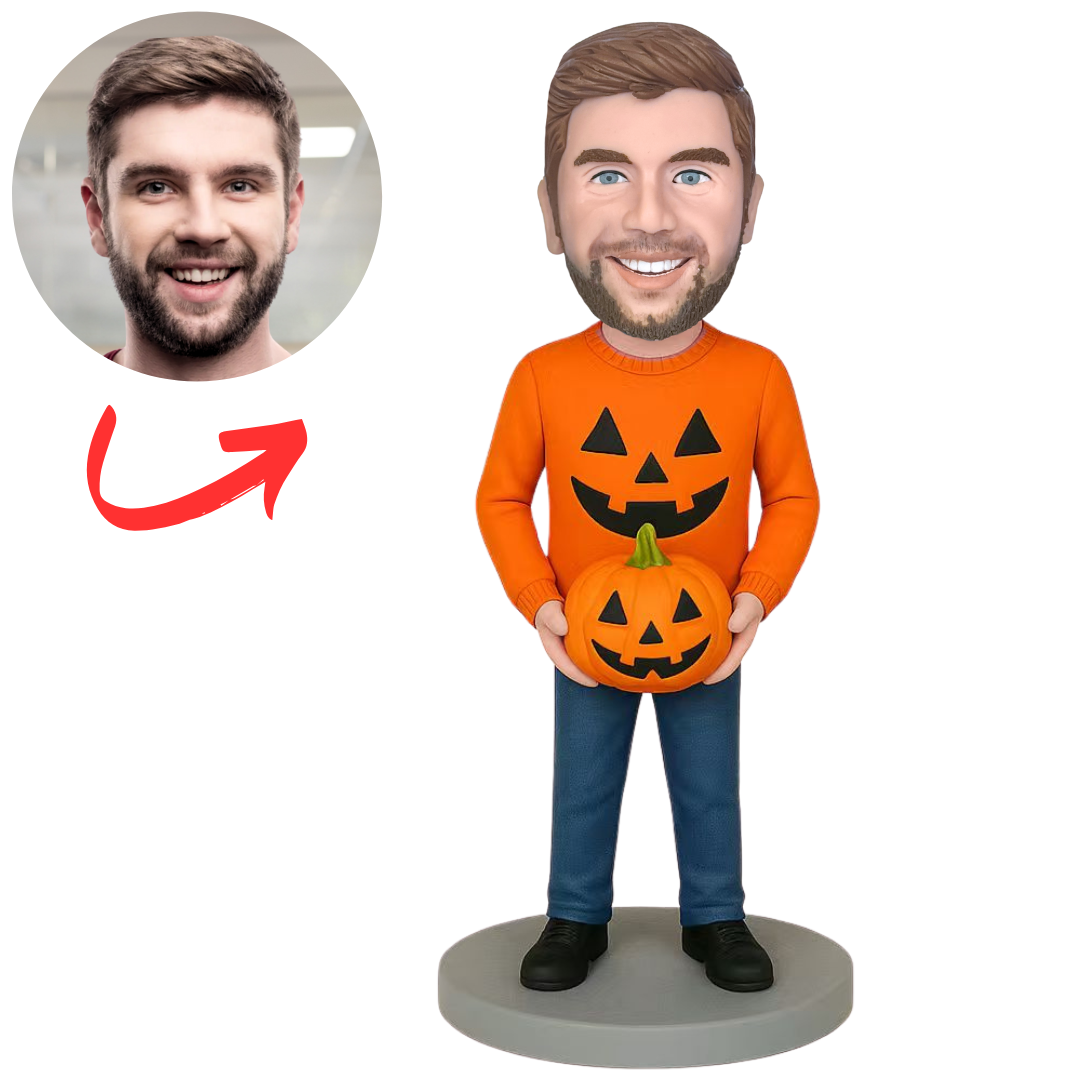 Man Holding Pumpkin Custom Halloween Bobbleheads