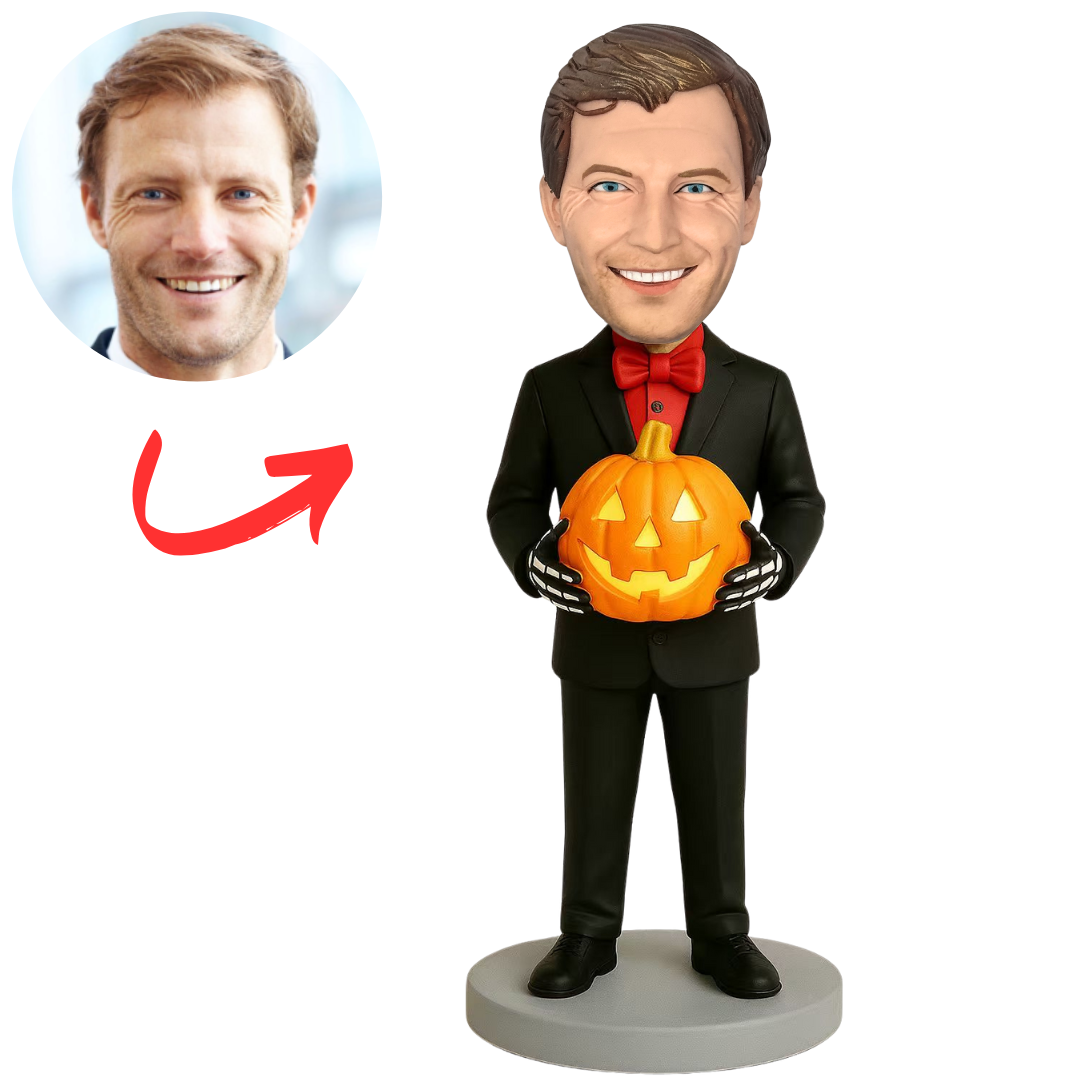 Vampire Man Holding Pumpkin Custom Halloween Bobbleheads
