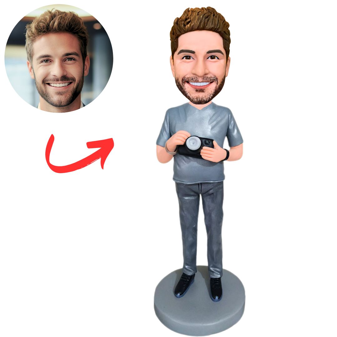 Photographer Holding a Camera Custom Bobbleheads