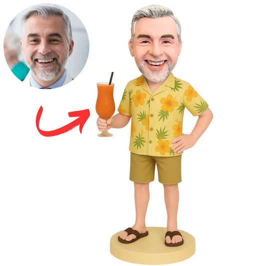 Casual Man Holding Juice Custom Bobbleheads