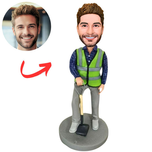 Worker Shoveling Soil Custom Bobbleheads