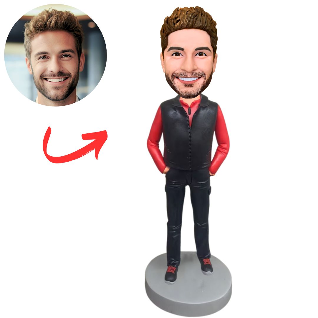 Handsome Business Man Wearing Vest Custom Bobbleheads
