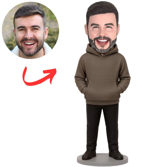 Man in Brown Hoodie Custom Bobbleheads