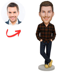 Man Wearing Brown Leather Shoes Custom Bobbleheads
