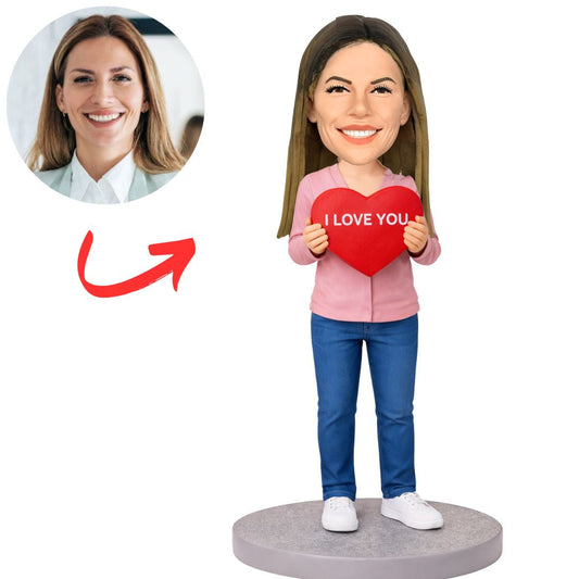 I Love You Love Heart Woman Custom Bobbleheads
