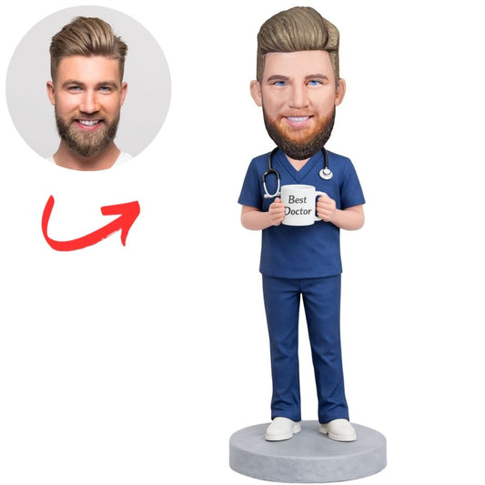 Best Doctor in Blue Scrub Custom Bobbleheads