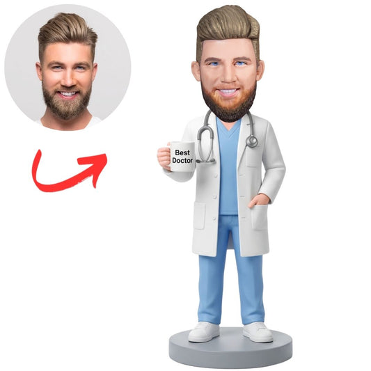 Doctor Holding Best Doctor Cup Custom Bobbleheads