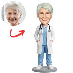 Female Surgeon Doctor in White Lab Coat Custom Bobbleheads