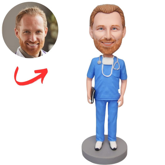 Male Doctor Wearing Scrub Custom Bobbleheads