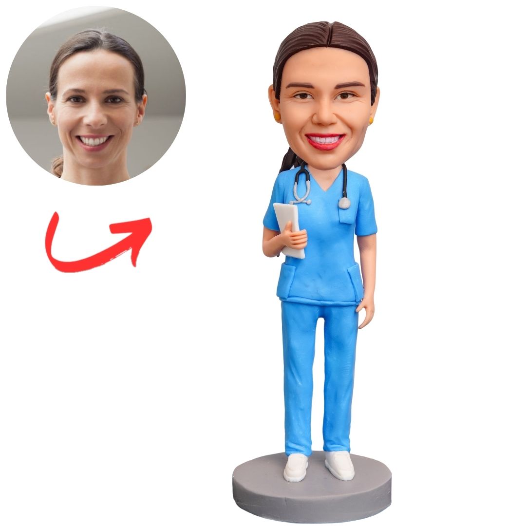 Female Doctor Wearing Scrub Custom Bobbleheads