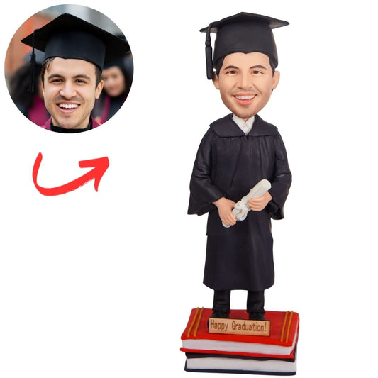 Graduation Man with Diploma Scroll Custom Bobbleheads Graduation Gifts