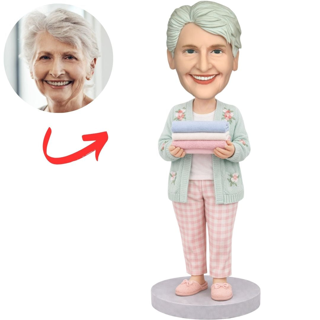 Mom Holding Towel Custom Bobbleheads
