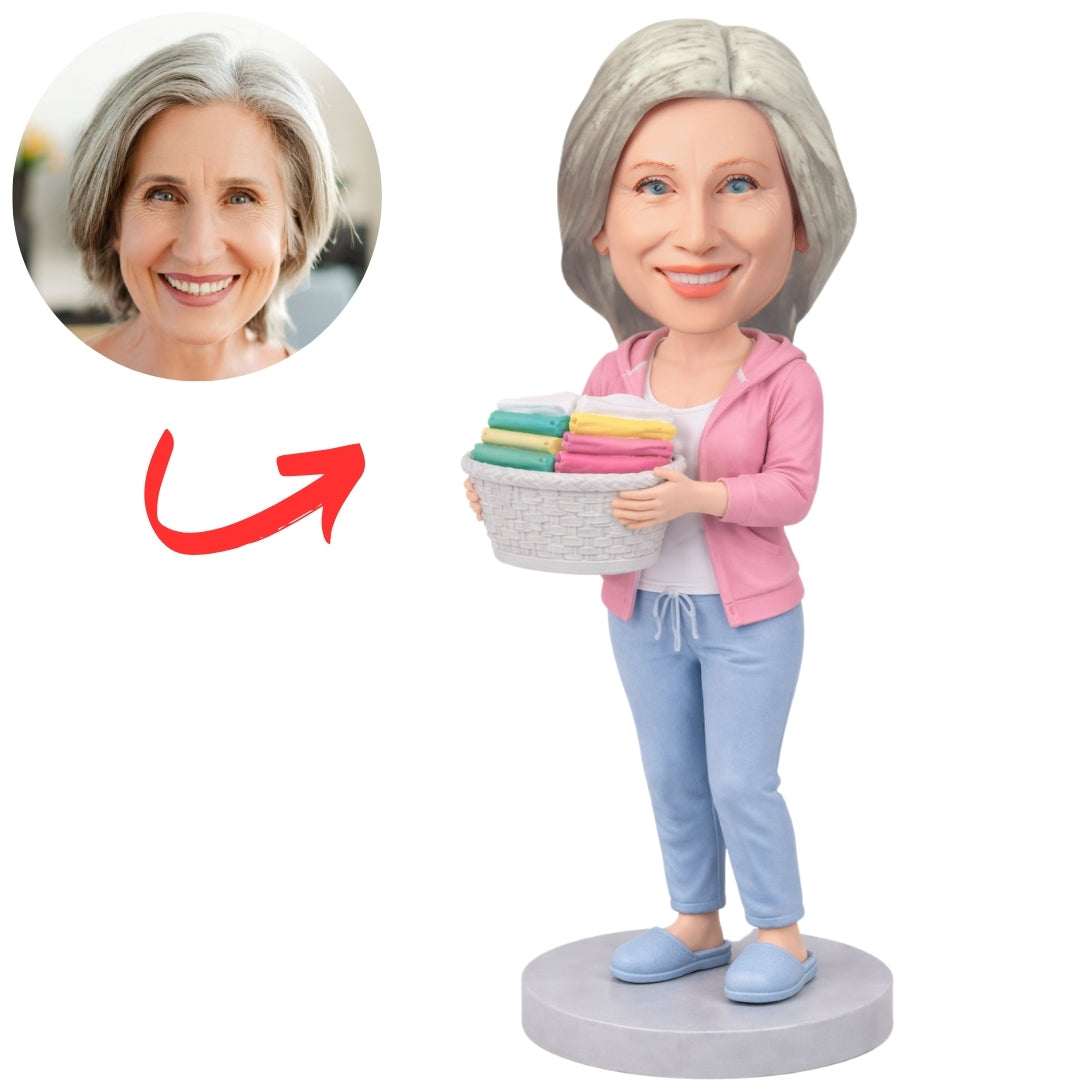 Woman Carrying Washbasin Custom Bobbleheads
