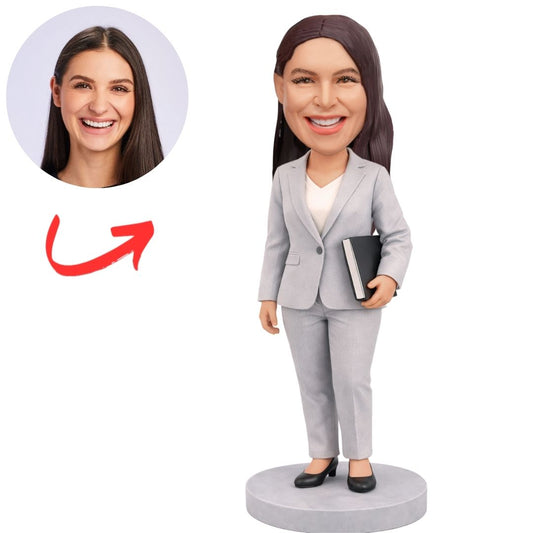 Female Teacher Hoding Book Custom Bobbleheads