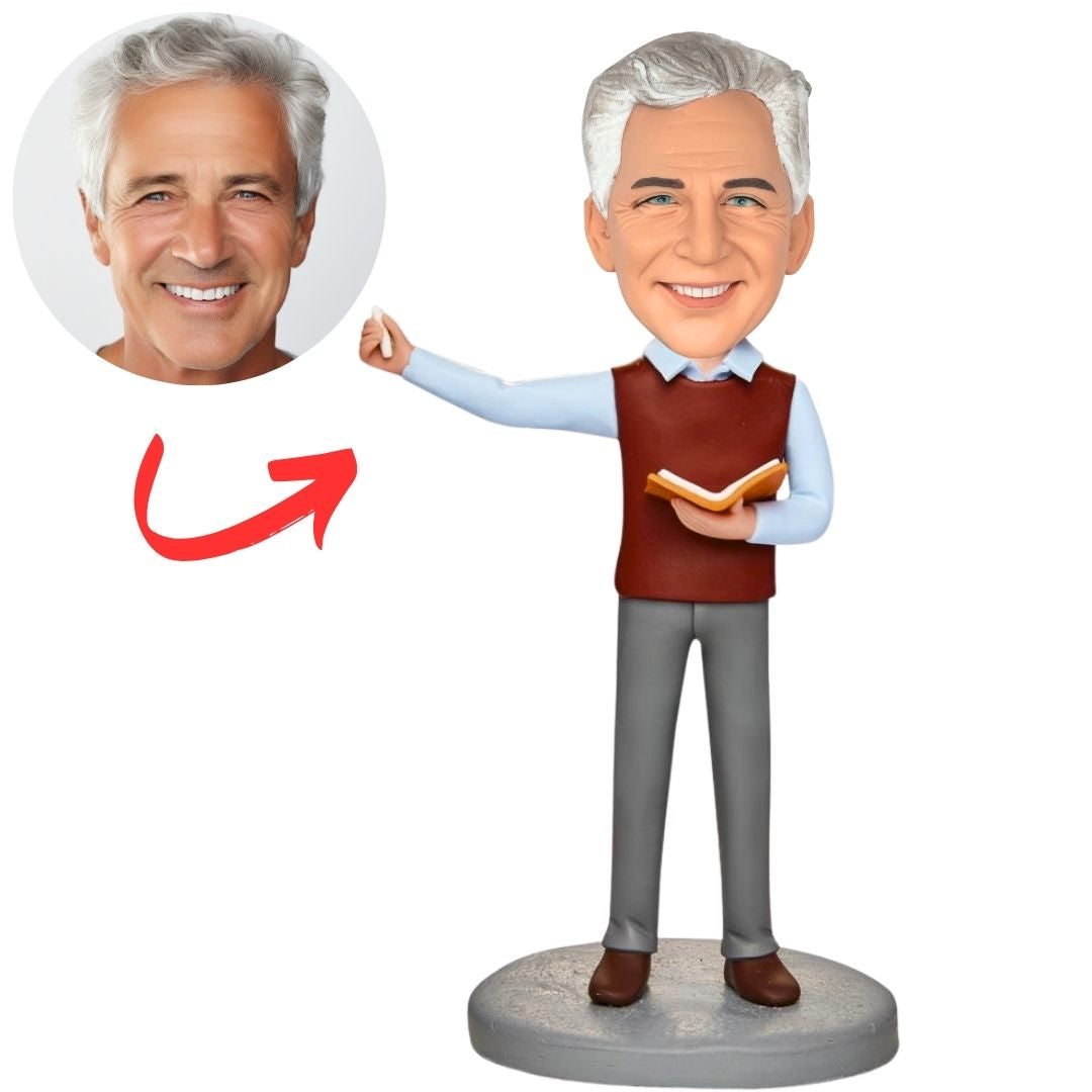 Teacher Holding a Piece of Chalk Custom Bobbleheads