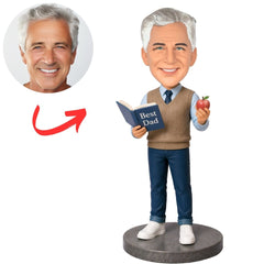 Best Dad Teacher Holding an Apple Custom Bobbleheads