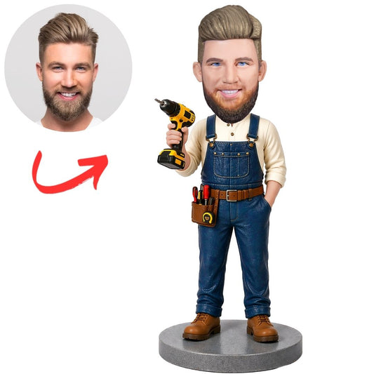 Man Holding Electric Drill Custom Bobbleheads