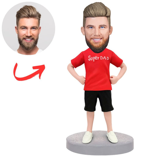 Super Dad with Red Shirt Custom Bobbleheads