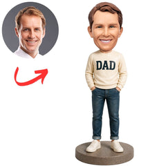 Stylish Father in Sweatshirt Custom Bobbleheads