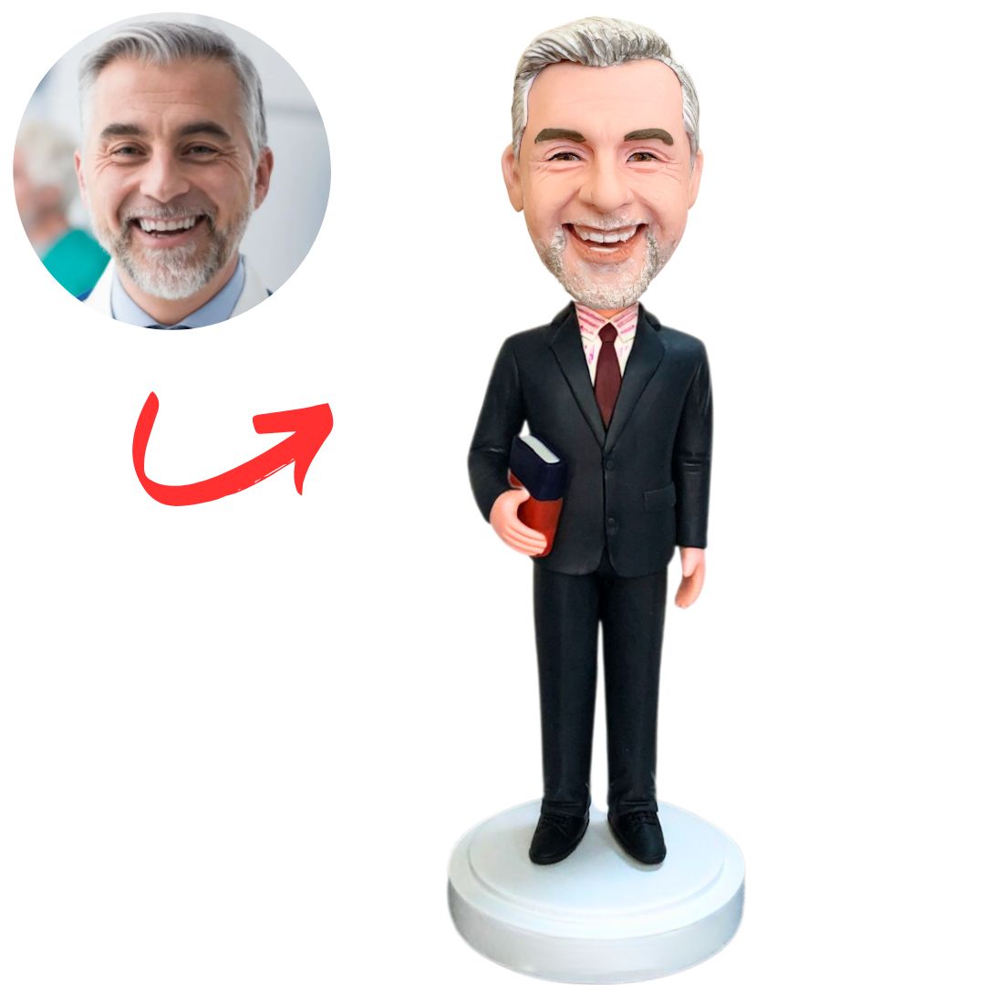 Black Suit Old Teacher Custom Teacher Bobbleheads