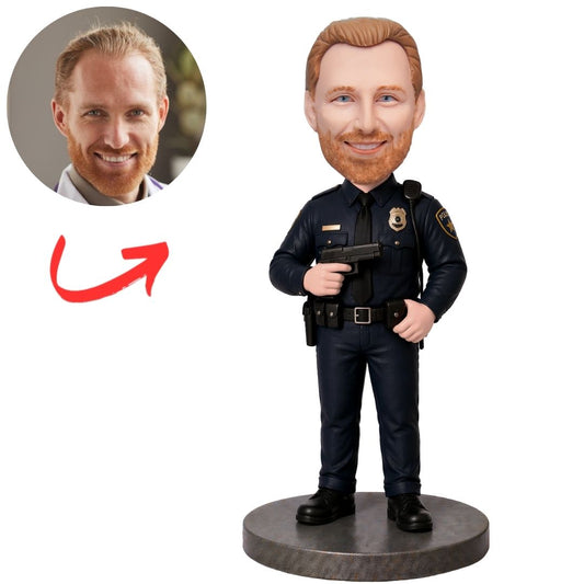Police Officer Holding Pistol Custom Bobbleheads
