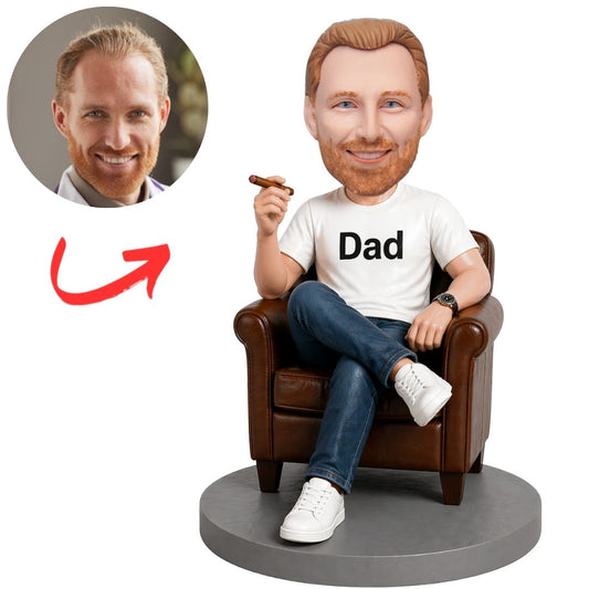 Smoking Dad Sitting on The Sofa Custom Bobbleheads