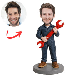 Auto Repair Worker with Wrench Custom Bobbleheads