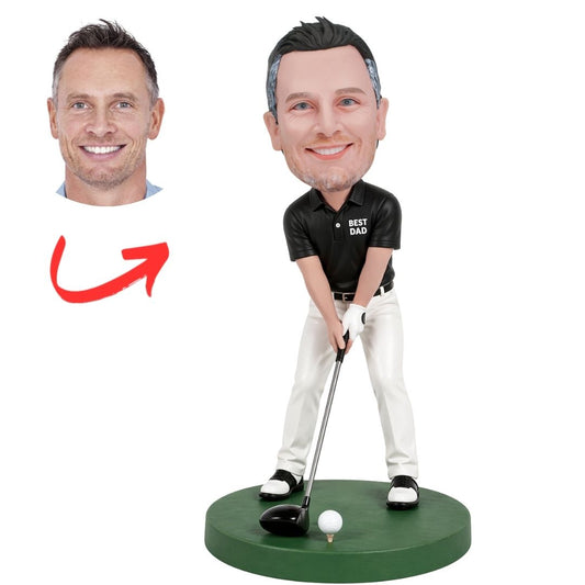 Black Shirt Golf Dad Custom Bobbleheads