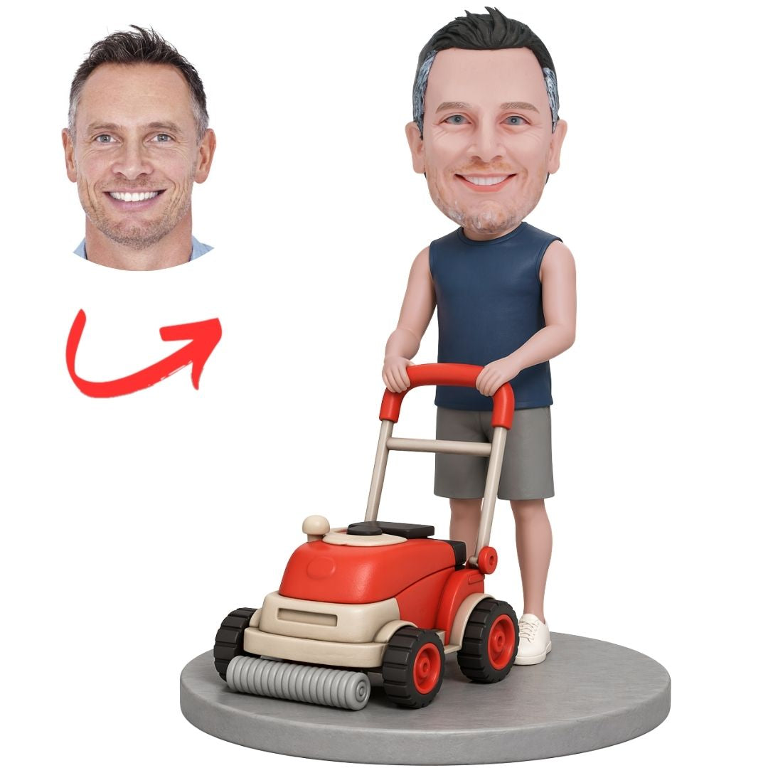 Lawn Mower Lawn Care Man Custom Bobbleheads