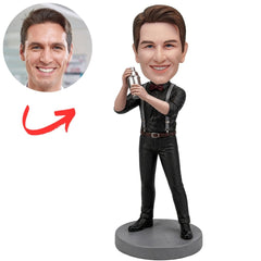 Bartender Holding Cocktail Shaker Custom Bobbleheads