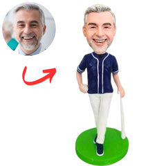 Baseball Player Holding Ball and Bat Custom Bobbleheads
