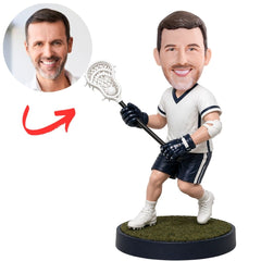 Lacrosse Player in Action Pose Custom Bobbleheads