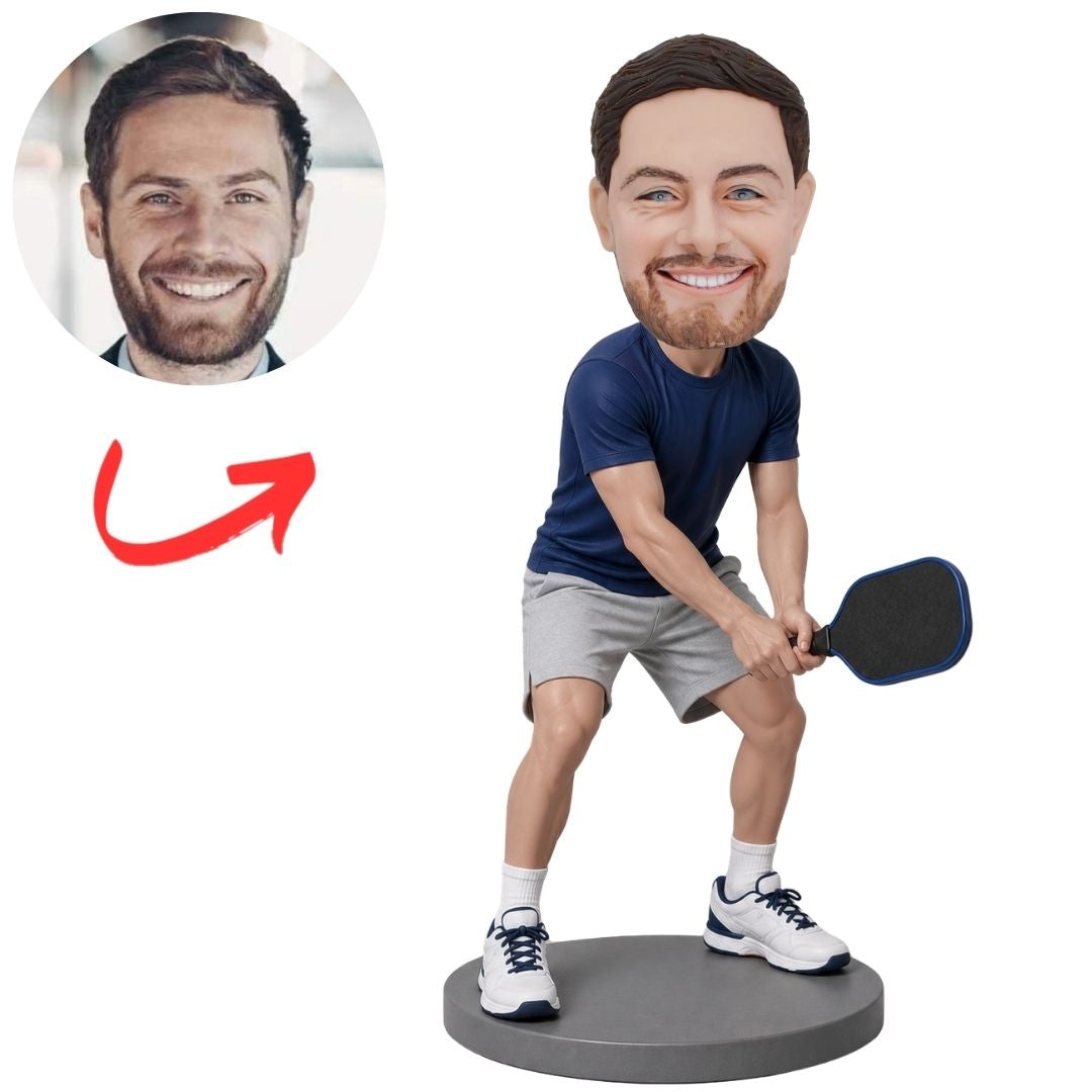 Male Pickleball Player Custom Bobbleheads