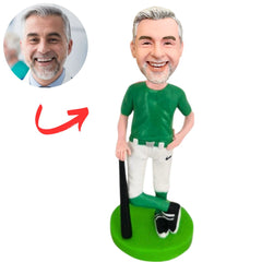 Green Shirt Baseball Player Custom Bobbleheads