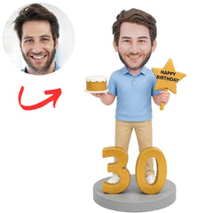 30th Birthday Man Holding Star Custom Bobbleheads