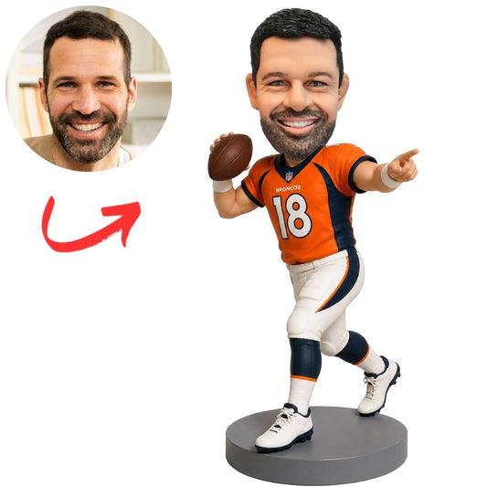 Broncos Football Quarterback Throwing Pose Custom Bobblehead