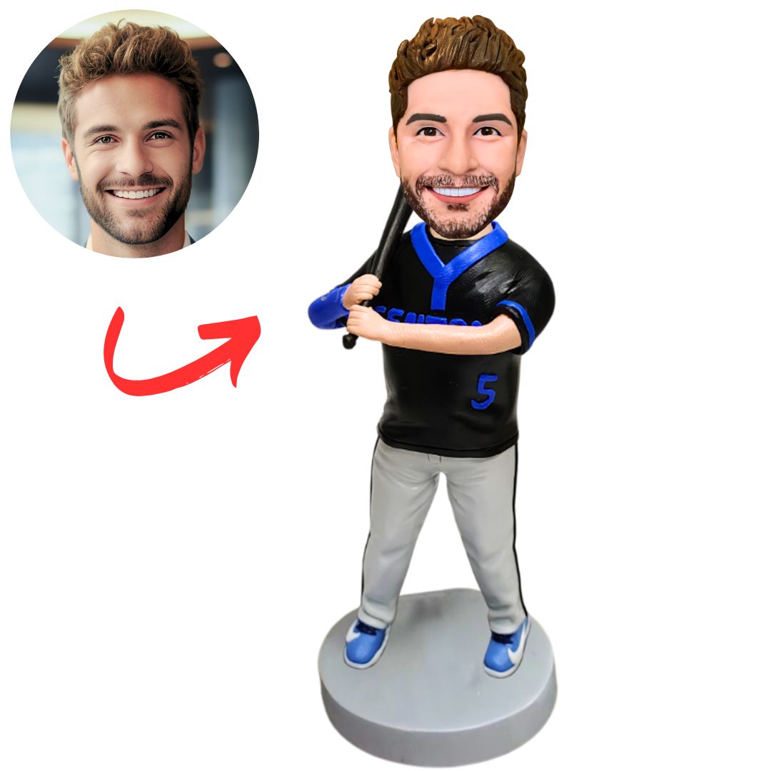 Black Shirt Baseball Player Custom Baseball Bobbleheads