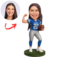 Detroit Lions Woman Football Player Number 20 Custom Bobblehead