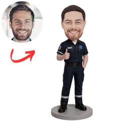 EMT in Navy Uniform with Thumbs Up and Hand in Pocket Custom Bobblehead