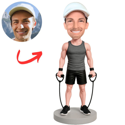 Fitness Man Jumping Rope Custom Bobbleheads
