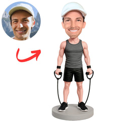 Fitness Man Jumping Rope Custom Bobbleheads