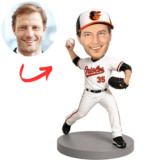 Orioles Baseball Player Swinging Bat Custom Bobblehead