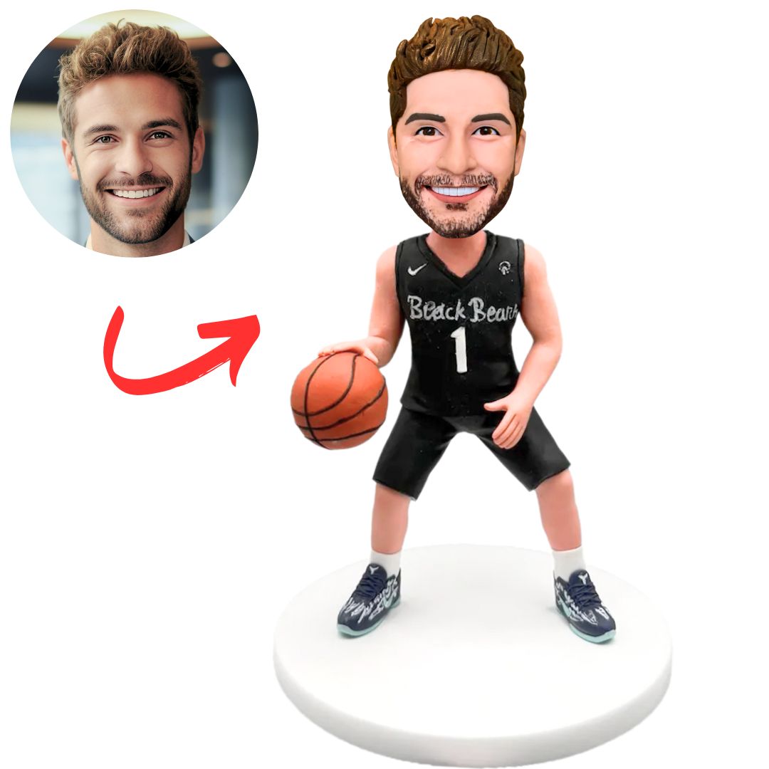 Black Suit Basketball Player Custom Sports Bobbleheads